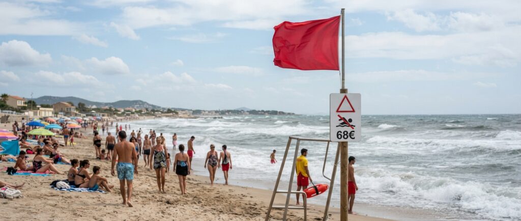 Baignade interdite sous drapeau rouge : l’amende de 68 € à connaître absolument
