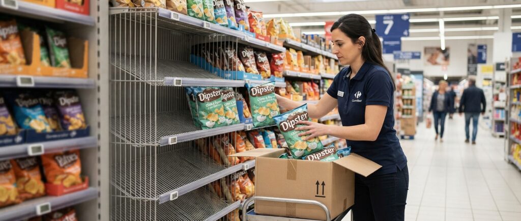 Rappel national chez Carrefour : des chips Dipster à la crème et à l’oignon retirées pour risque d’oxydation